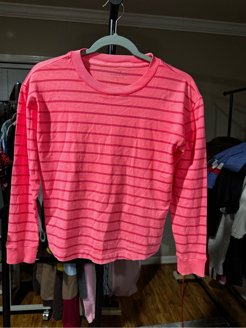 Vineyard Vines youth large Pink Striped Long-Sleeve Tee